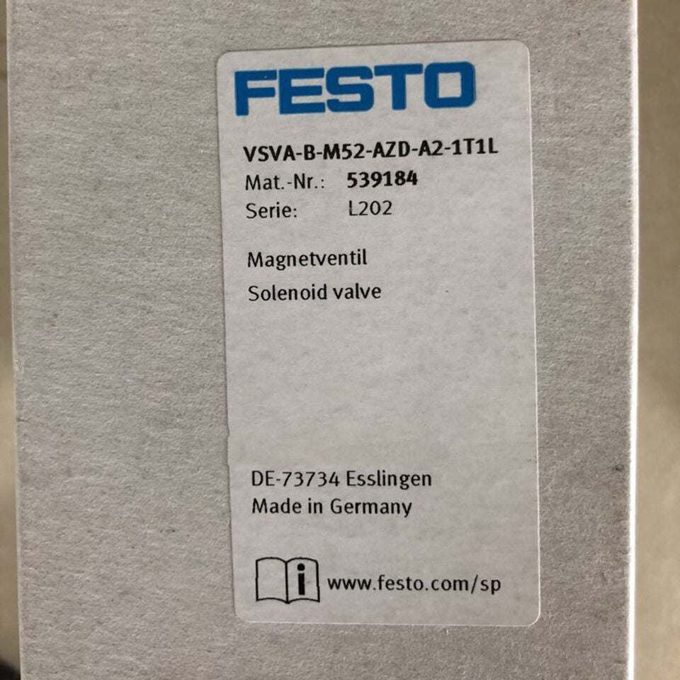 new Festo VSVA-B-M52-AZD-A2-1T1L 539184 Solenoid Valve One VSVABM52AZDA21T1 - FESTO