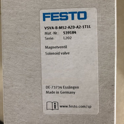 new Festo VSVA-B-M52-AZD-A2-1T1L 539184 Solenoid Valve One VSVABM52AZDA21T1 - FESTO