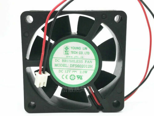 new YOUNGLIN 6020 DFS602012H DC12V 2.0W 2-wire 6CM silent cooling fan