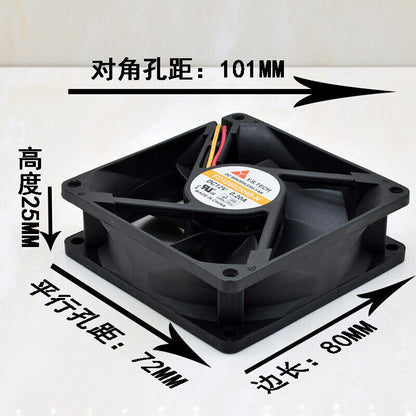 new 1PC Temperature Control Double Ball Fan FD128025HB-N 12V 0.20A 8025 3-wire - KOEED