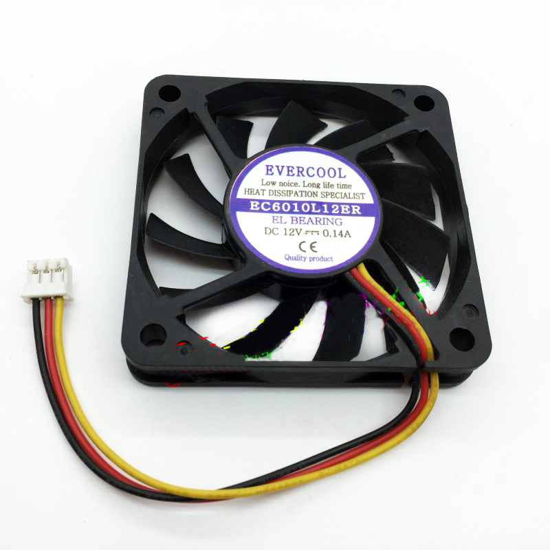 new 1PC for 3wire cooling fan EC6010L12ER DC12V 0.14A 60*60*10MM - PLC COMPONENT MANUFACTURER