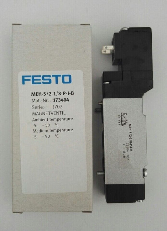 new Festo MEH-5/2-1/8-P-I-B 173404 Solenoid Valve One MEH5/21/8PIB - FESTO