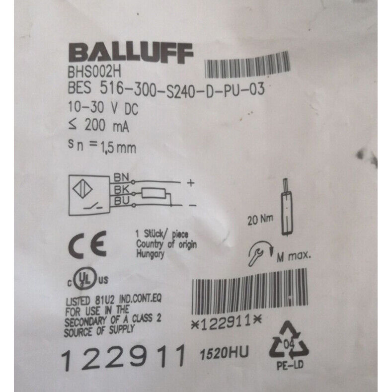BALLUFF BES 516-300-S240-D-PU-03 Proximity Switch - BALLUFF
