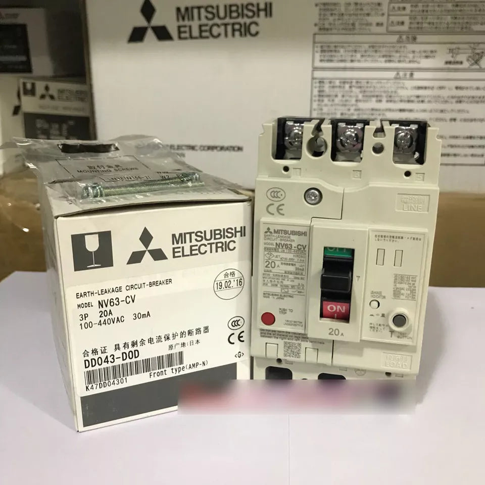 new Mitsubishi NV63-CV 3P 20A/30mA Circuit Breaker One NV63CV - MITSUBISHI