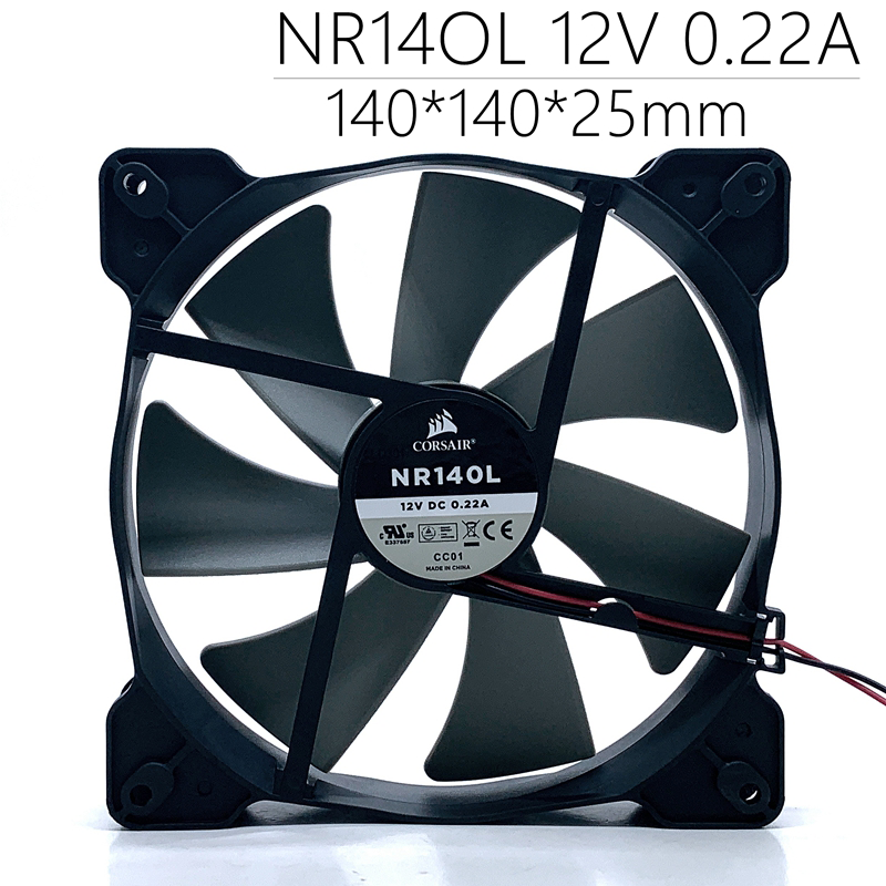 new 1X 12V 0.22A 2PIN desktop computer power case fan NR140L 14025 14CM 140*140*25mm - CATEGORIES