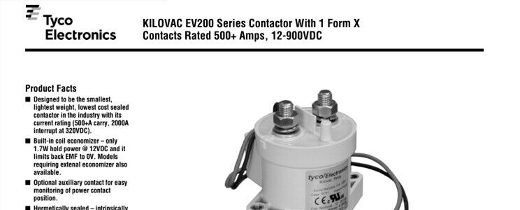 Optimized Title: TE Connectivity Kilovac EV200AAANA Relay Contactor (TYCO) 12-24V 900V 500A - TE CONNECTIVITY