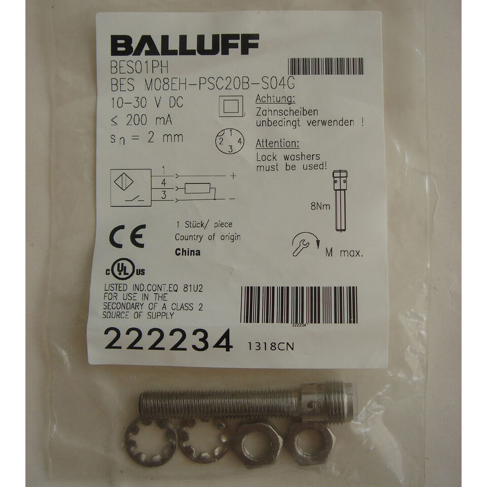 1 PC BALLUFF Proximity Switch Sensor M08EH-PSC20B-S04G - BALLUFF