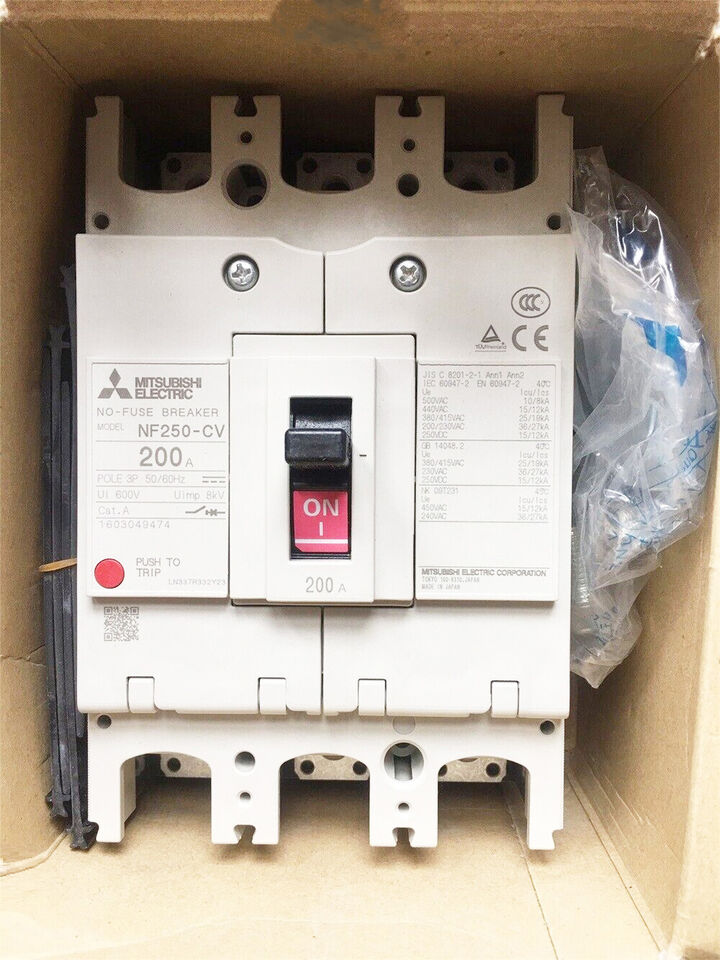 new Mitsubishi NF250-CV 3P 200A Circuit Breaker One NF250CV - MITSUBISHI