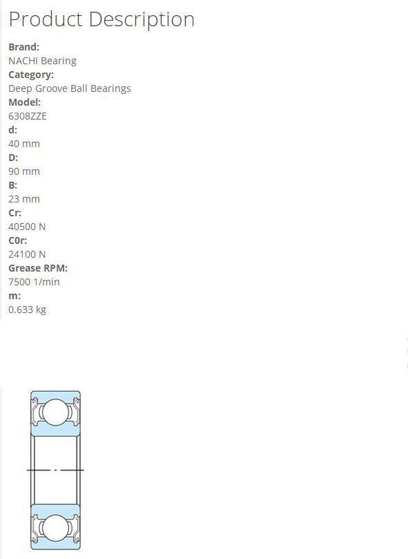new 1PC NACHI 6308ZZE Deep Groove Ball Bearings 40x90x23mm
