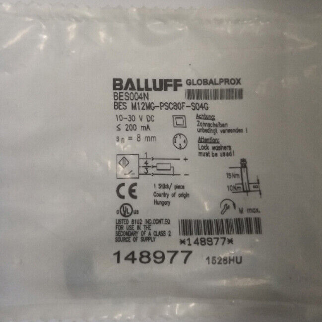 12V 2.8A 80F 4G Proximity Switch BALLUFF M12MG-PSC80F-S04G - BALLUFF