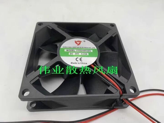 used 1Pcs 2 wires welding machine cooling fan YTD248025S DC24V 0.23A 8025 8CM - YTD