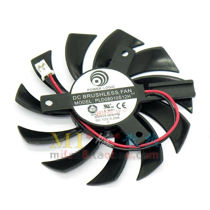 new 1PC 75X75X10mm 2-wire 2-pin card fan Power Logic PLD08010S12H Server Frameless