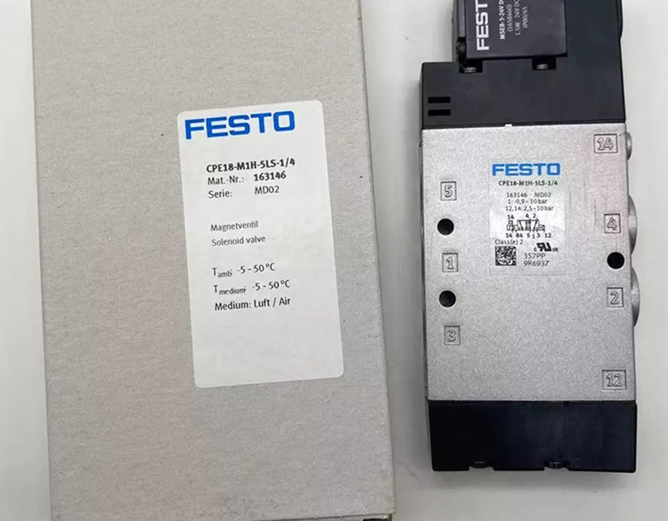 Festo CPE18M1H5LS1/4 Solenoid Valve for PLC Control with 163146 Component - FESTO