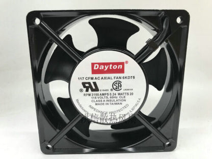 new 1 PCS 0.24A 12038 12CM Cooling Fan 117 CFM AC AXIAL FAN 6KD75 115V Fan - PLC INDUSTRY PRODUCT