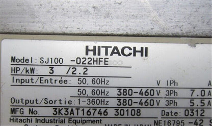 Hitachi SJ100-022HFE 380V Inverter Drive - HITACHI