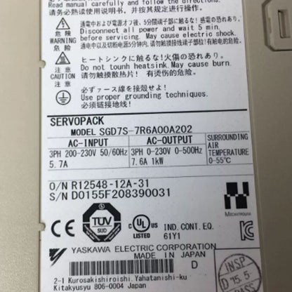 new 1PC Yaskawa SGD7S-7R6A00B202 Servo Driver SGD7S7R6A00B202 ping - YASKAWA