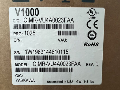1-PC Yaskawa CIMR-VU4A0023FAA Inverter - YASKAWA ELECTRIC CORPORATION
