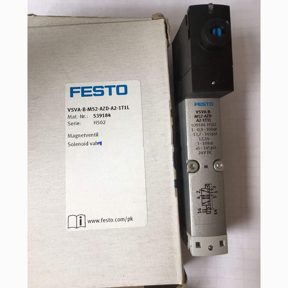 new Festo VSVA-B-M52-AZD-A2-1T1L 539184 Solenoid Valve One VSVABM52AZDA21T1 - FESTO