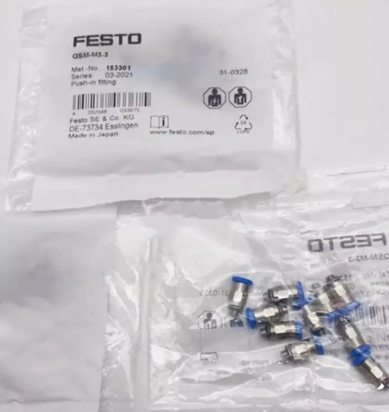 10PCS Festo QSM-M3-3 153301 Push-in Fitting - FESTO