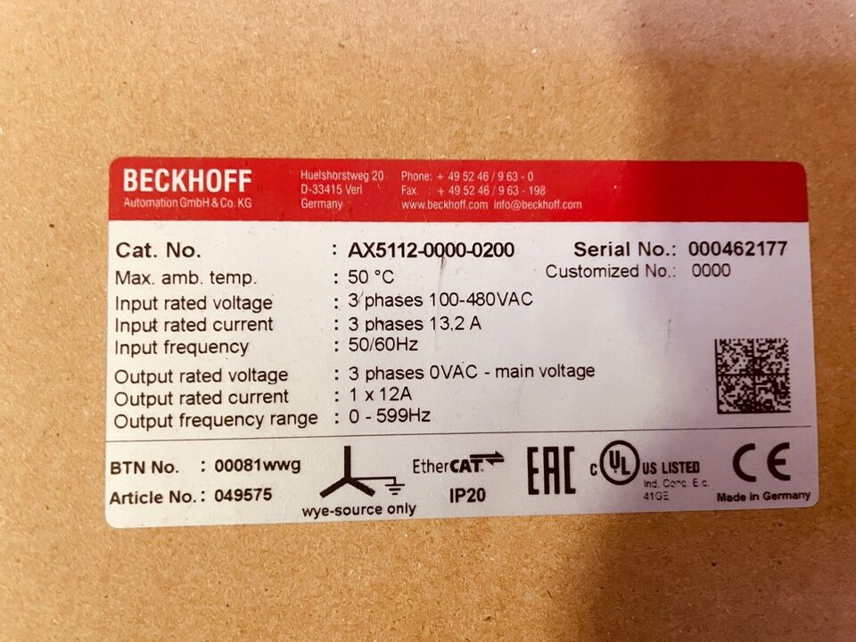 new 1PC BECKHOFF AX5112-0000-0200 Servo Drive ping AX511200000200 - BECKHOFF