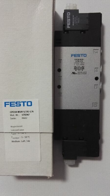 new Festo CPE18-M1H-5/3G-1/4 170247 Solenoid Valve One Ship CPE18M1H5/3G1/4 - FESTO