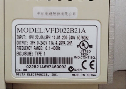 Used Delta Inverter VFD022B21A 220V 2.2KW Inverter - DELTA