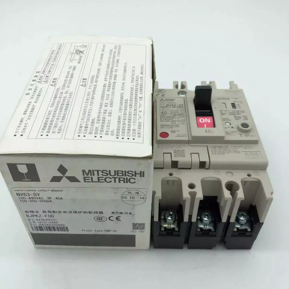 new Mitsubishi NV63-SV 3P 40A Circuit Breaker One NV63SV - MITSUBISHI