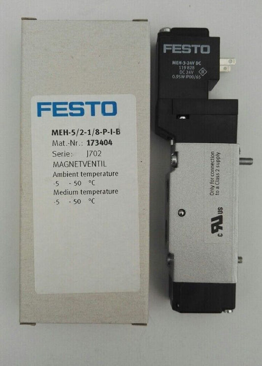 new Festo MEH-5/2-1/8-P-I-B 173404 Solenoid Valve One MEH5/21/8PIB - FESTO