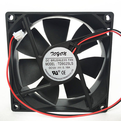 used 1pc hydraulic mute cooling fan 90*90*25MM 2pin TD9025LS DC 12V 0.16A - OMRON