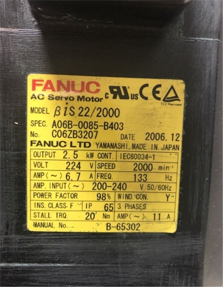 Used Ge Fanuc Ac Servo Motor A06B-0085-B403 – Tested - GE FANUC