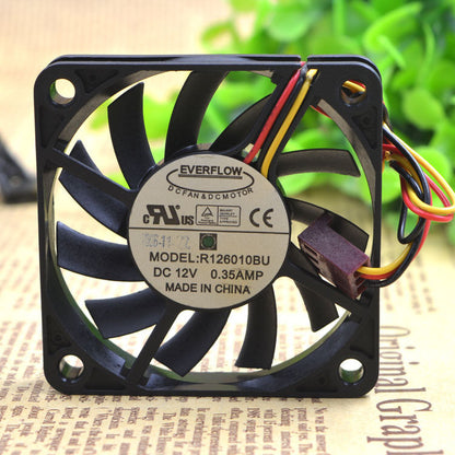 new 1 PCS Fan DC 12V 0.35A 3 Pin R126010BU 6010 6CM - OMRON