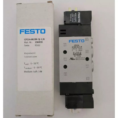 Festo CPE14M1BH5J1/8 Solenoid Valve, High Pressure, 6 Bar, 2 Liter per Minute Flow Rate, Oil and Water Suitable, Mechanical Sealed, -20°C to 150°C Temperature Range, High Efficiency and Reliable Performance - FESTO