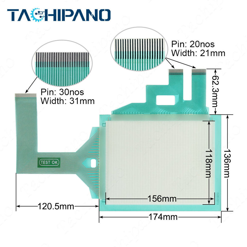 VT3-V7R Touch Screen Panel Glass with Protective Film - V-TEK
