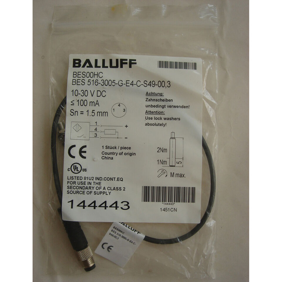 BES 516-3005-G-E4-C-S49-00.3 Proximity Switch 1PC BALLUFF BES 516-3005-G-E4-C-S49-00.3 Proximity Switch - BALLUFF
