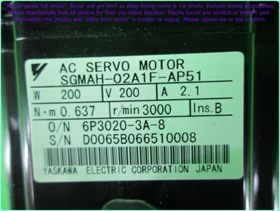 new 1PC  Yaskawa SGMAH-02A1F-AP51 AC Servo Motor ping