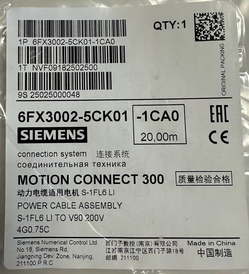 new 1PC  Siemens 6FX3002-5CK01-1CA0 Servo Motor Power Cable 6FX3 002-5CK01-1CA0