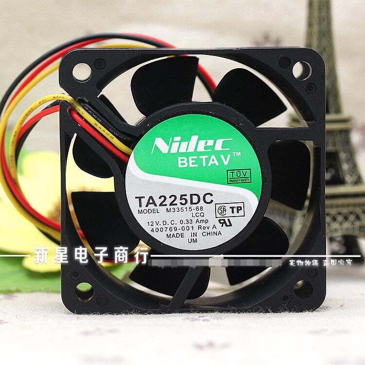 used 1PC  three-wire cooling fan  TA225DC M33515-68 12V 0.33A 6CM 6025