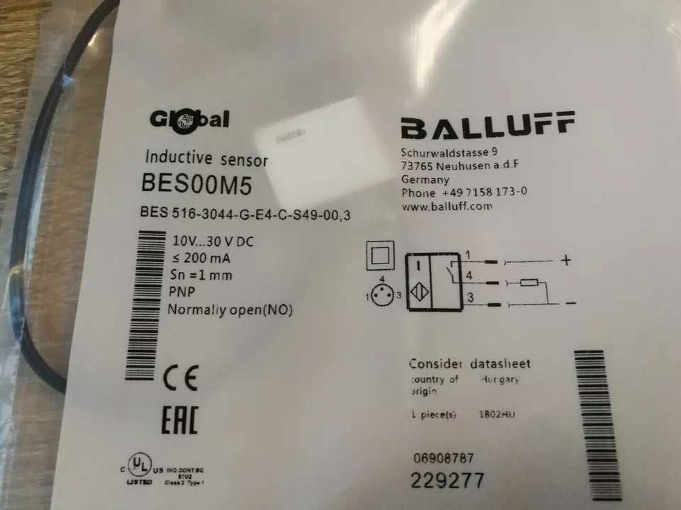 new 1PC BALLUFF BES 516-3044-G-E4-C-S49-00,3 Proximity Switch Sensor - BALLUFF