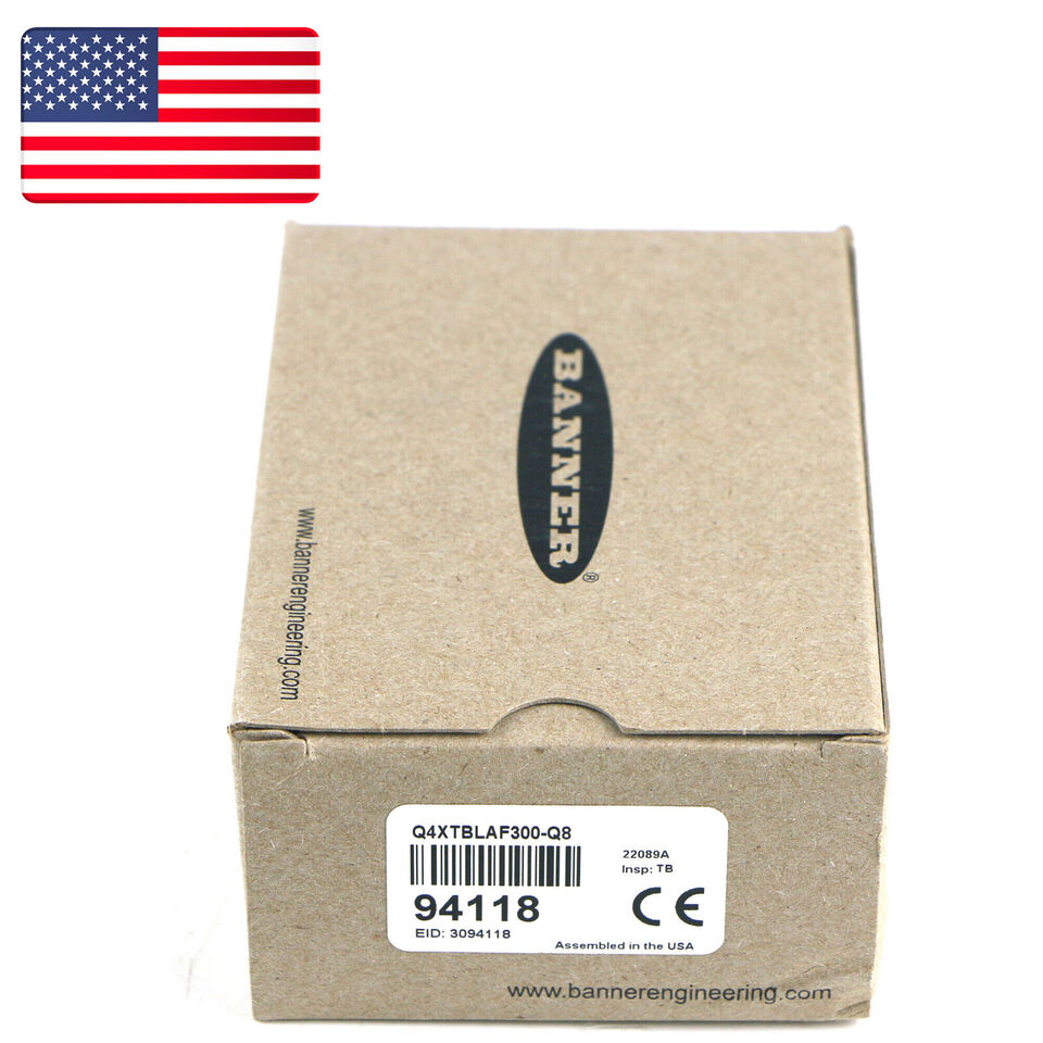 new BANNER Q4XTBLAF300-Q8 Photoelectric Sensor - US Stock - BANNER