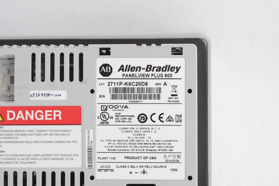 Allen Bradley PanelView Plus 600 6-inch Graphic Terminal Model: 2711p-k6c20d8 - ALLEN BRADLEY