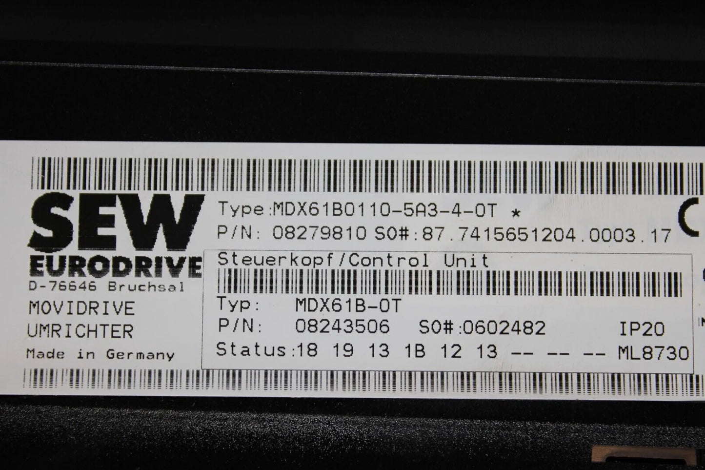 used Sew MDX60A0110-5A3-4-00 MDX61B0110-5A3-4-0T Inverter Drive - SEW [1]