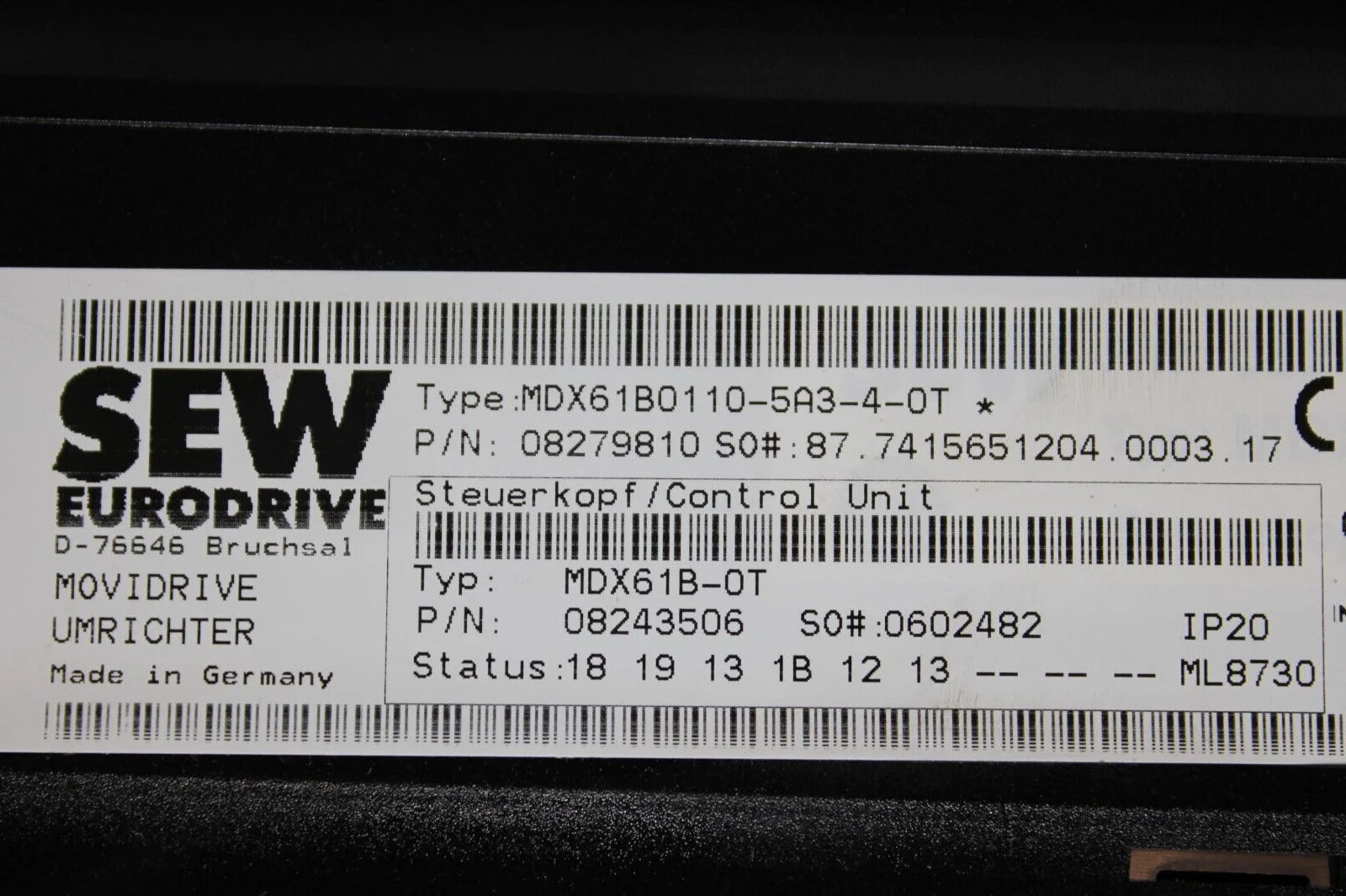 used Sew MDX60A0110-5A3-4-00 MDX61B0110-5A3-4-0T Inverter Drive - SEW [1]