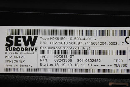 used Sew MDX60A0110-5A3-4-00 MDX61B0110-5A3-4-0T Inverter Drive - SEW [1]