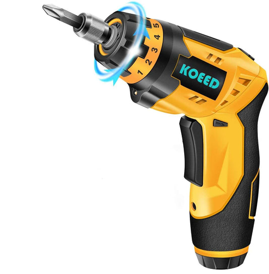 Cordless Screwdriver VIGRUE Electric Screwdriver, Rechargeable 4V MAX 2000mAh Li-ion, 7 Torque Setting, 2 Position Handle with LED Light, Flexible Shaft - VIGRUE