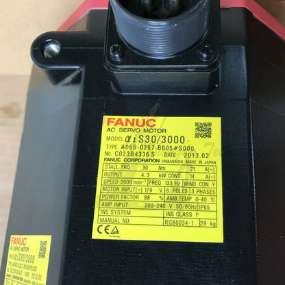 NEW AC SERVO MOTOR MDL AM30/3000i, TPR, 90v BRK, a64ia A06B-0267-B605 - FANUC