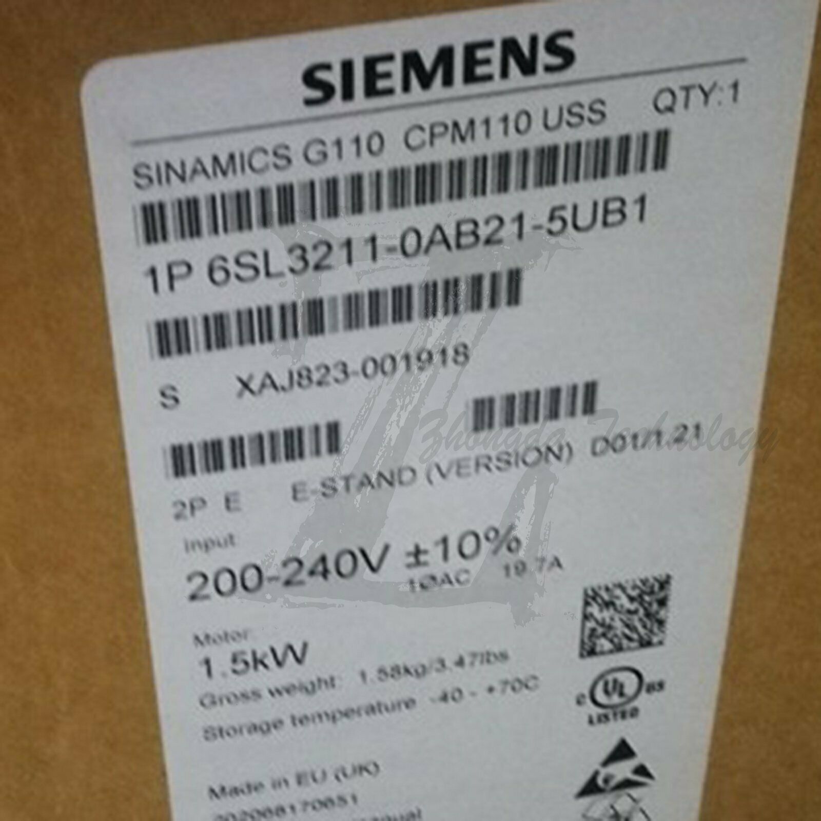 New Siemens G110 inverter 6SL3211-0AB21-5UB1 1.5KW 220V Siemens