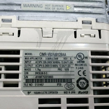 Used Yaskawa Inverter CIMR-VB2A0012BAA v1000 2.2kw 3-phase 200V - YASKAWA
