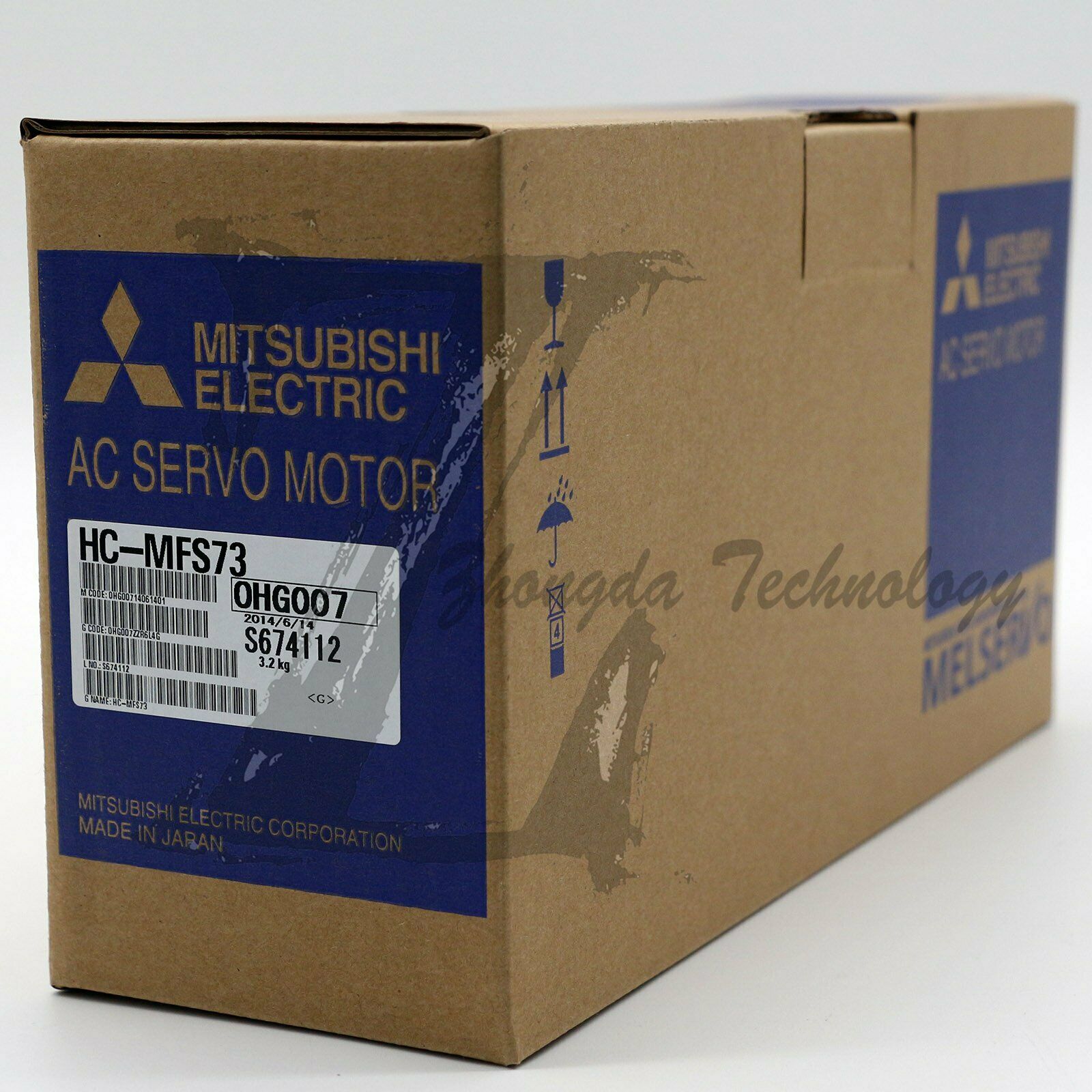 Mitsubishi Servo Motor 0.75 kW 200 V & 400 V 18 A 4500 rpm 2.4 Nm HC-MFS73 - MITSUBISHI