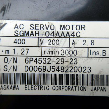 Used Yaskawa Servo Motor SGMAH-04AAA4C good test - YASKAWA