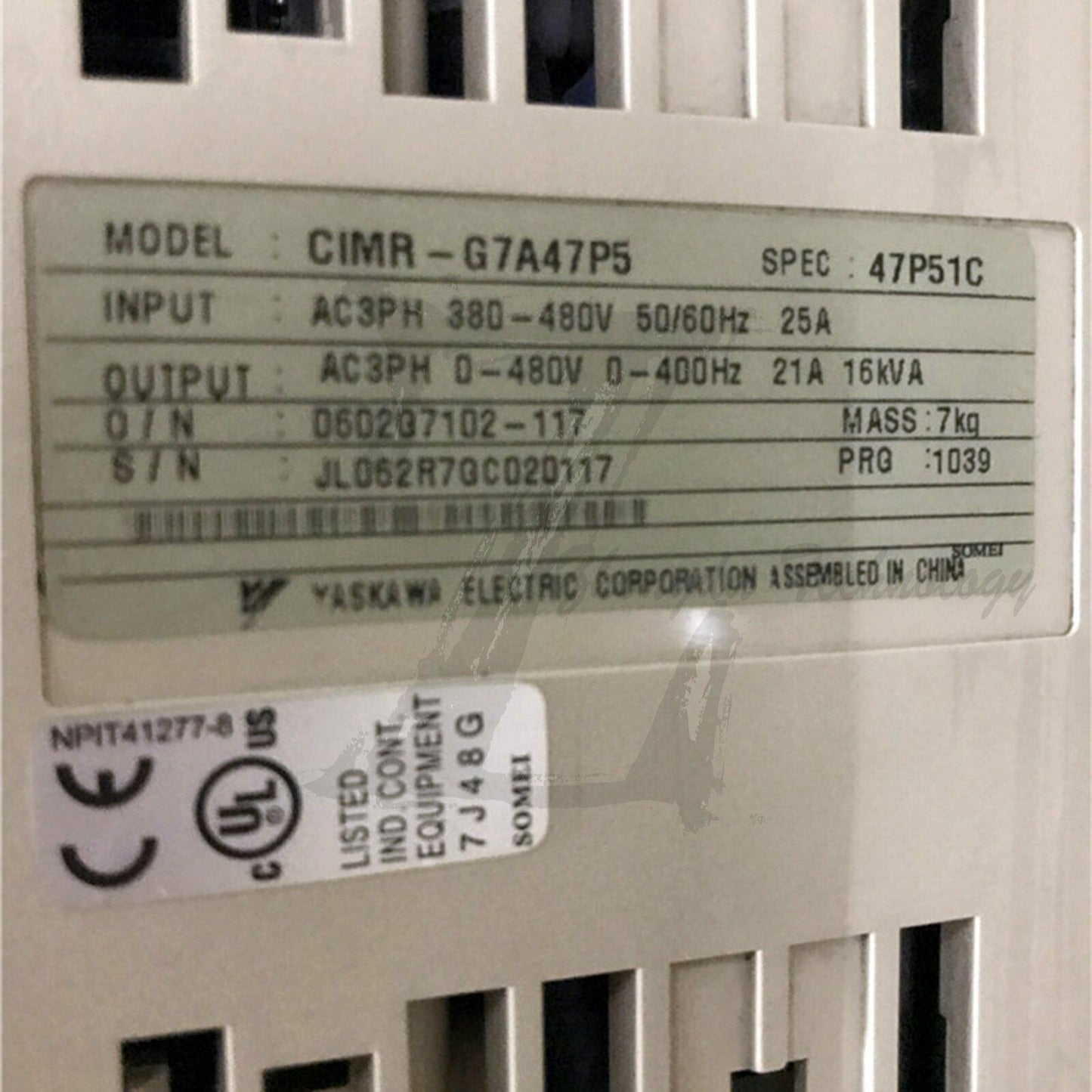 Used Yaskawa G7 series inverter CIMR-G7A47P5 7.5KW/380V - YASKAWA